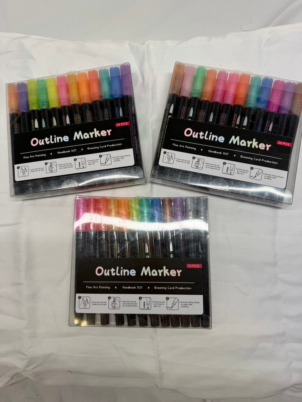 Outline Marker Set – Multi‑Color Metallic Shadow Pens –New